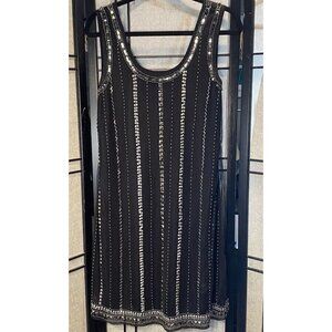 Angie Beaded Sequined Tank Style Dress Black Size M Comfy Fully Lined